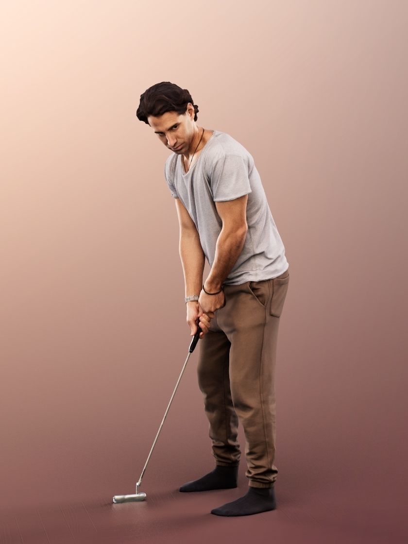Mick 13004 - Casual Man Playing Golf Low-poly 3D model_1