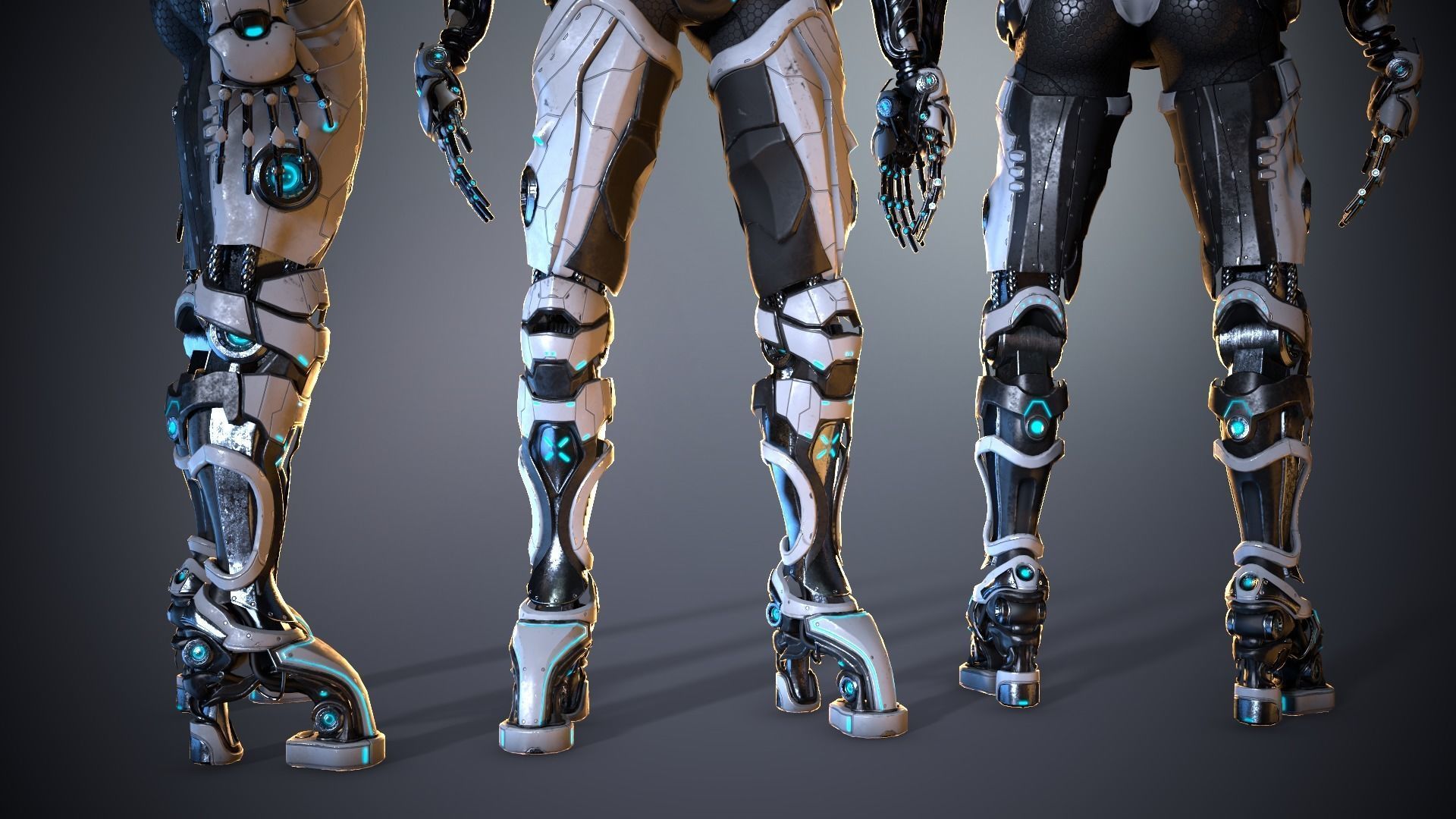 Cyborg cobalt Low-poly 3D model_11