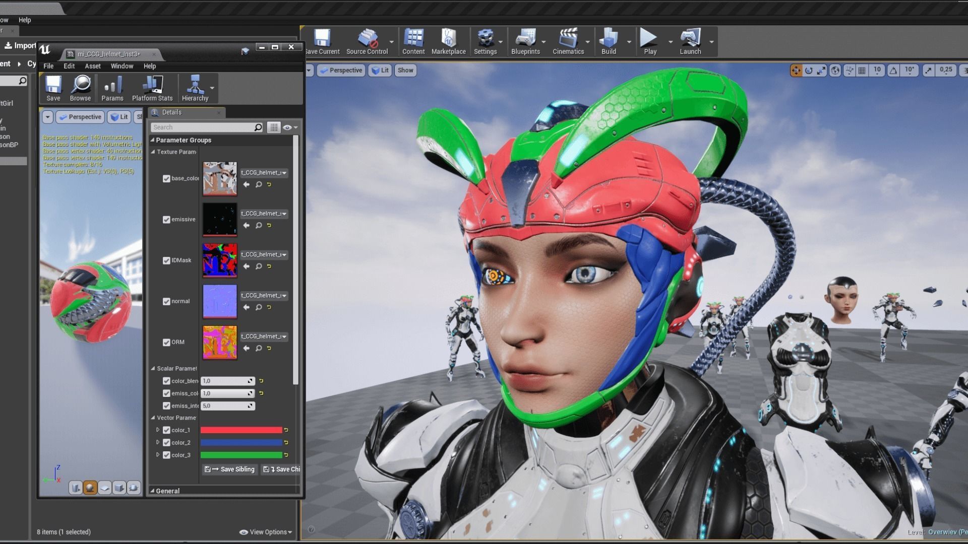 Cyborg cobalt Low-poly 3D model_15