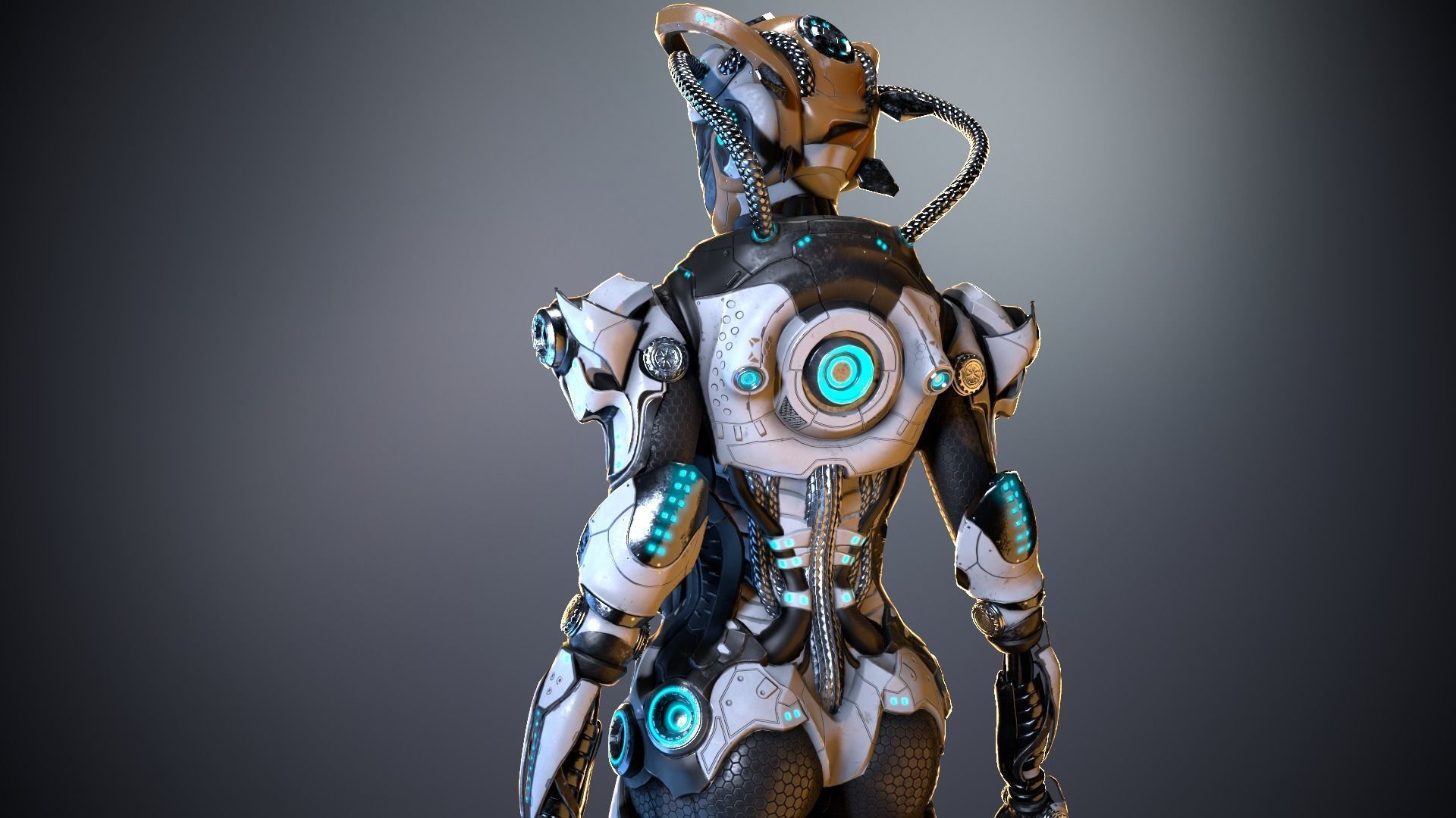 Cyborg cobalt Low-poly 3D model_9