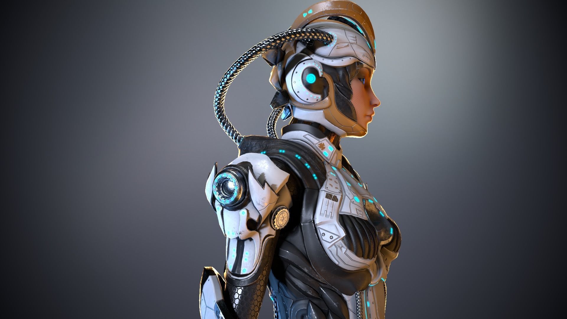 Cyborg cobalt Low-poly 3D model_5