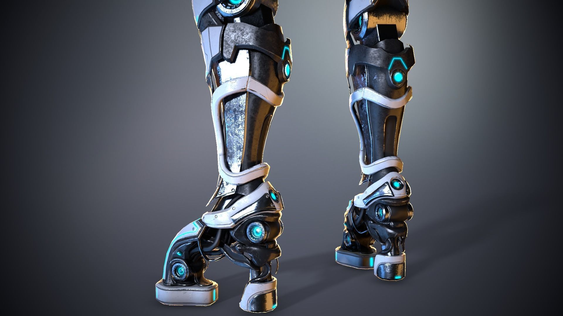 Cyborg cobalt Low-poly 3D model_8