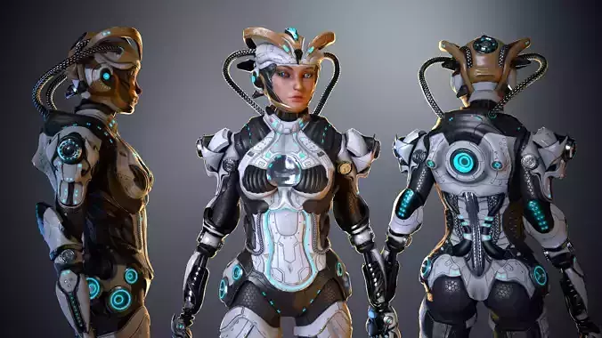 Cyborg cobalt Low-poly 3D model