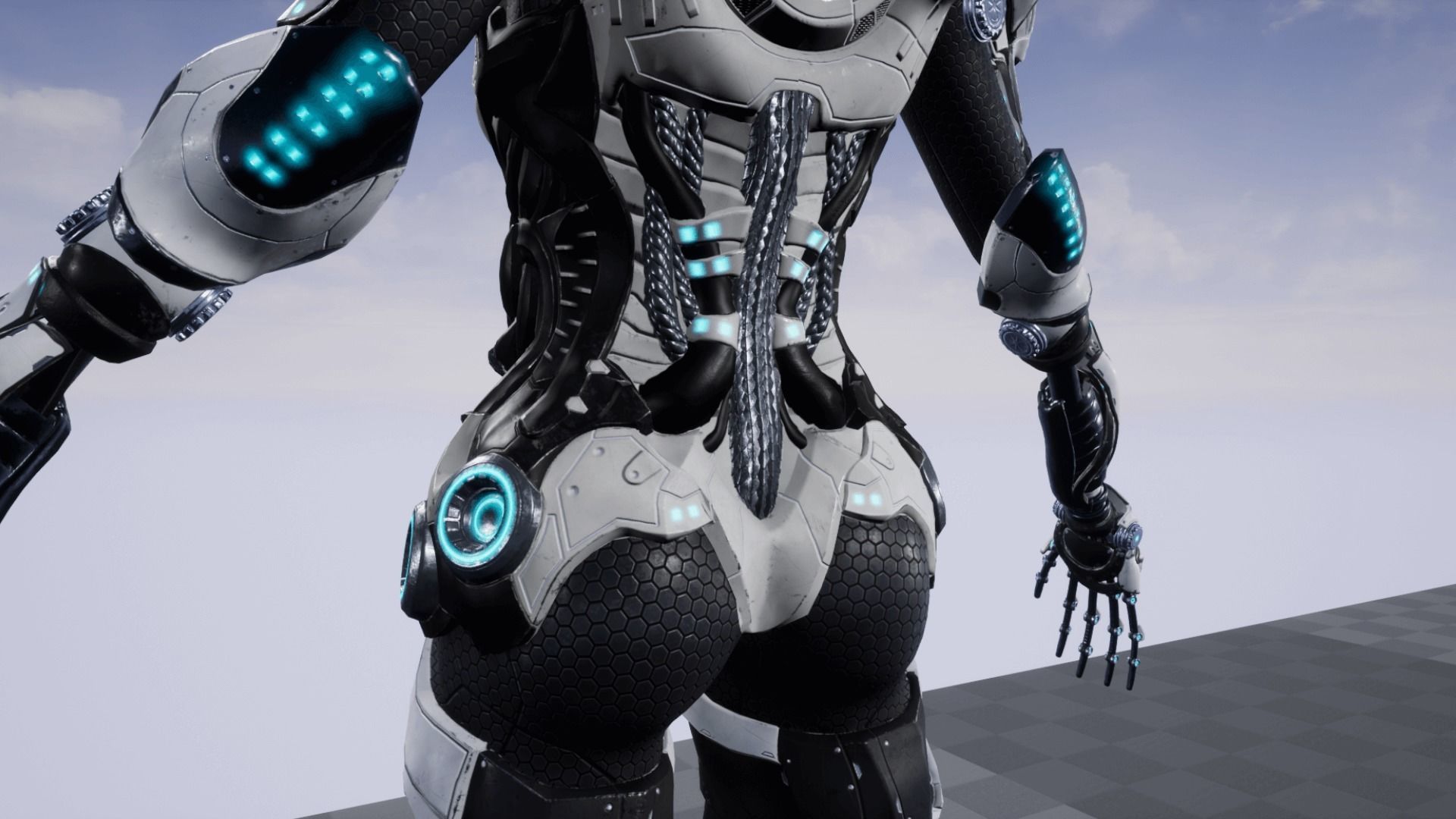 Cyborg cobalt Low-poly 3D model_25