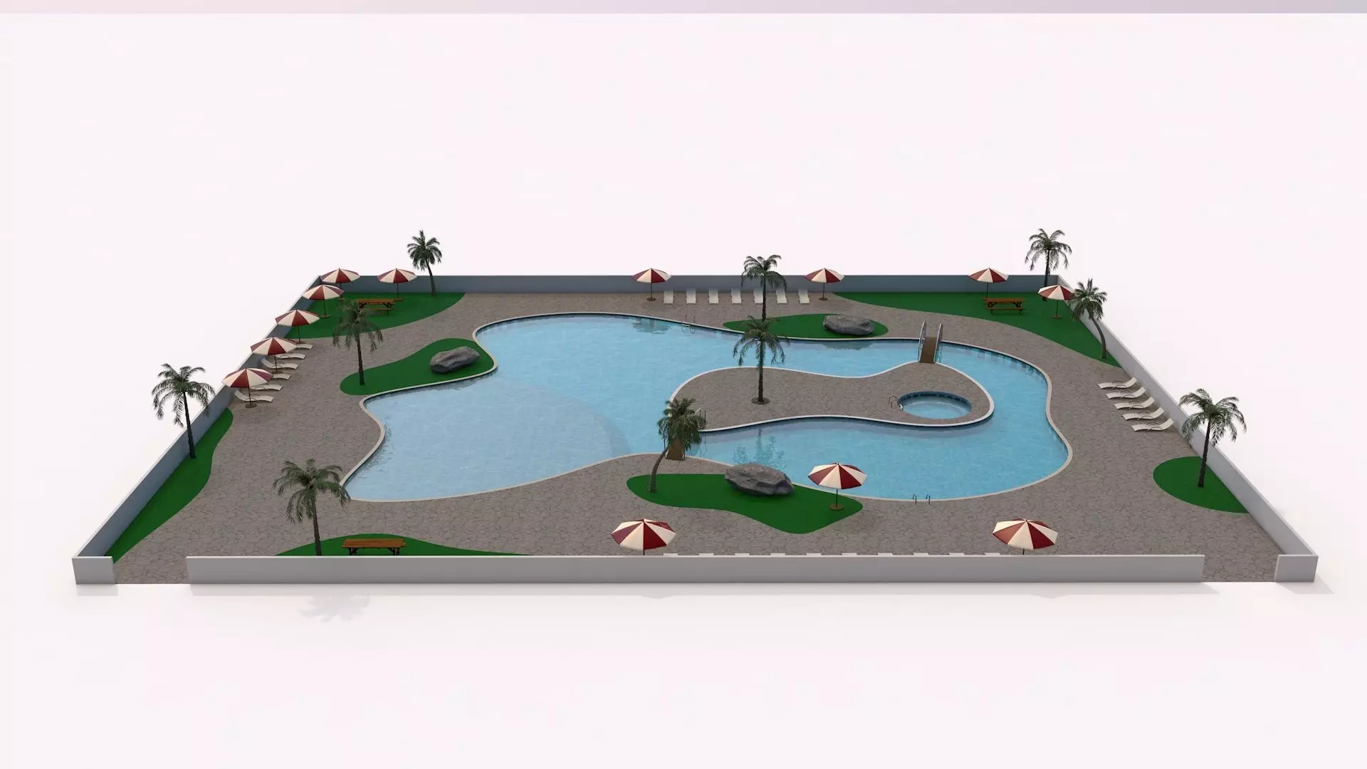 Camp swimming pool 3D model_0