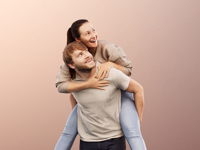 Noelle And Silas 12749 - Playing Couple  Low-poly 3D model