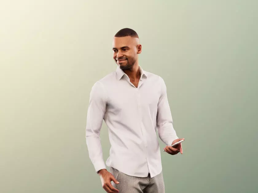 Jonny 12676 - Walking Elegant Black Man Talking Low-poly 3D model