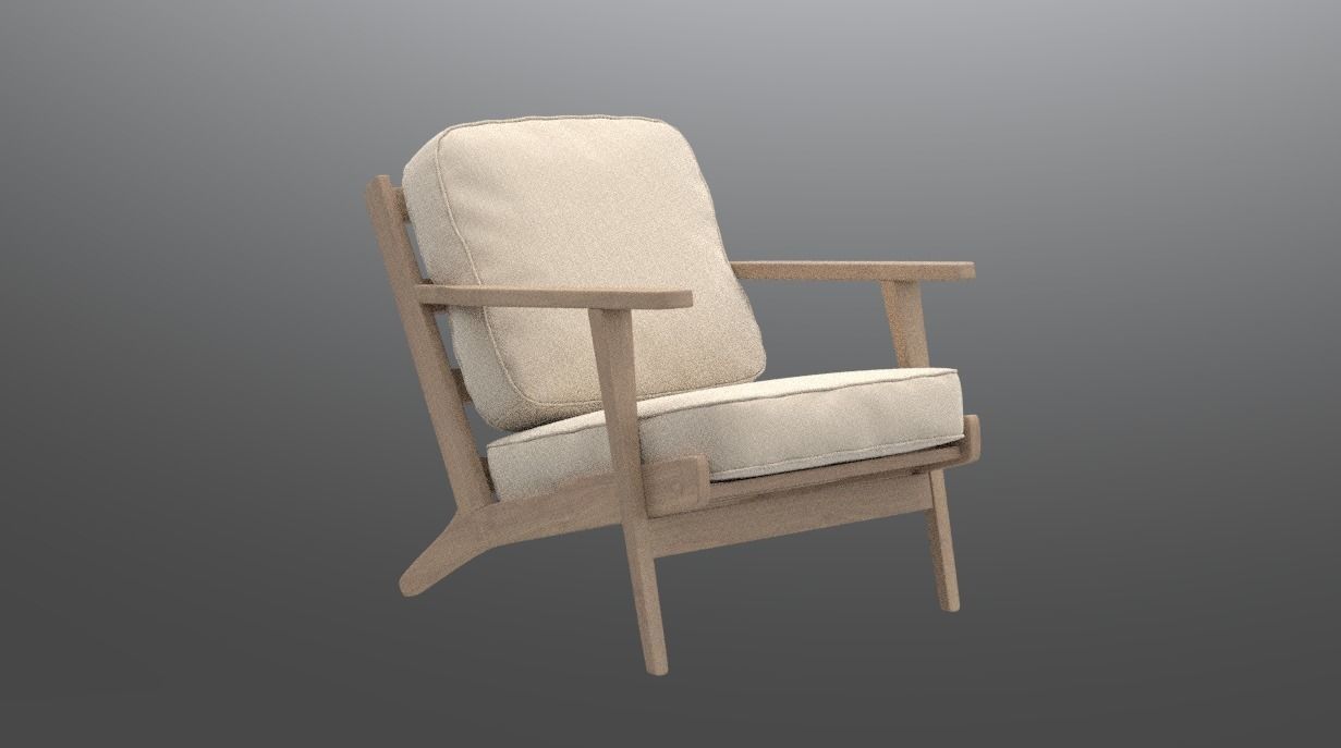 Boho Wood and Textile Chair Design 3D Model 3D model_2