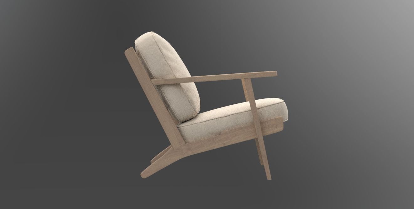 Boho Wood and Textile Chair Design 3D Model 3D model_3