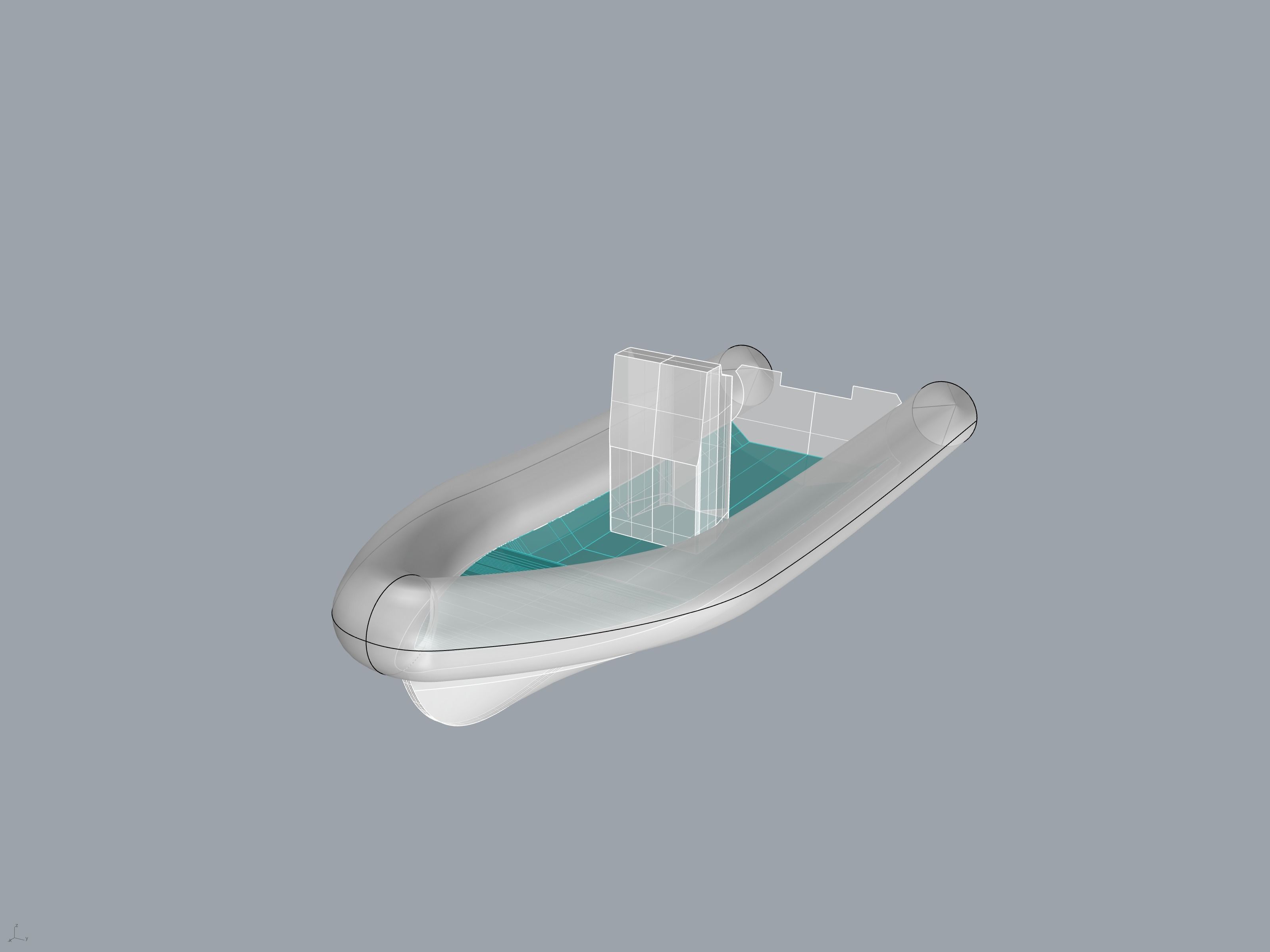 Rigid Inflatable boat hull with console 3D model_3