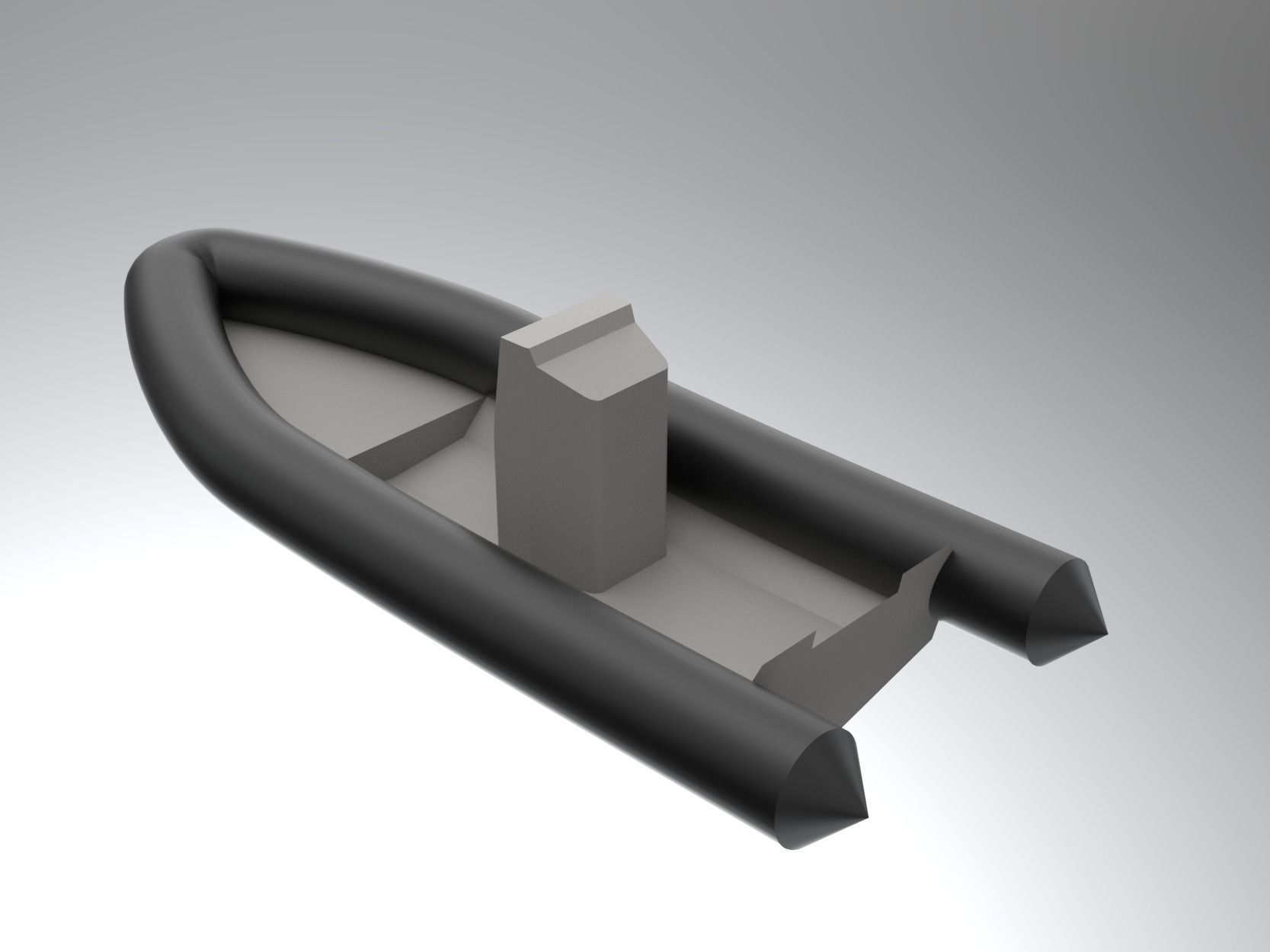 Rigid Inflatable boat hull with console 3D model_1