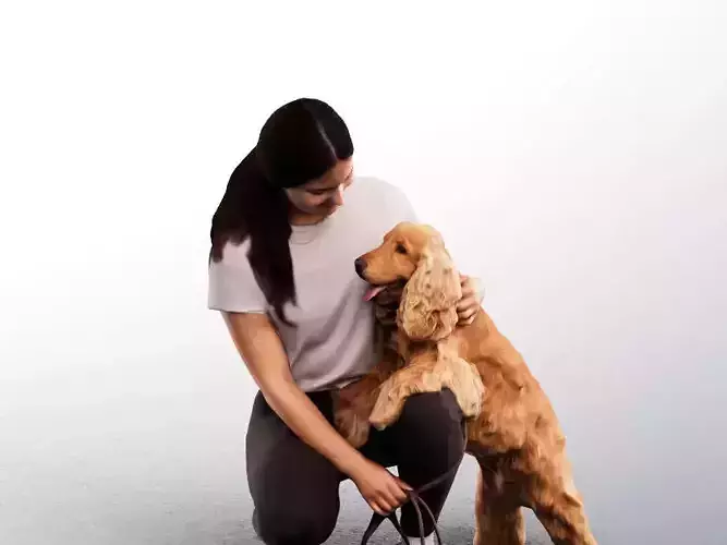 Layla And Teddy 12641 - Young Woman Playing With Dog