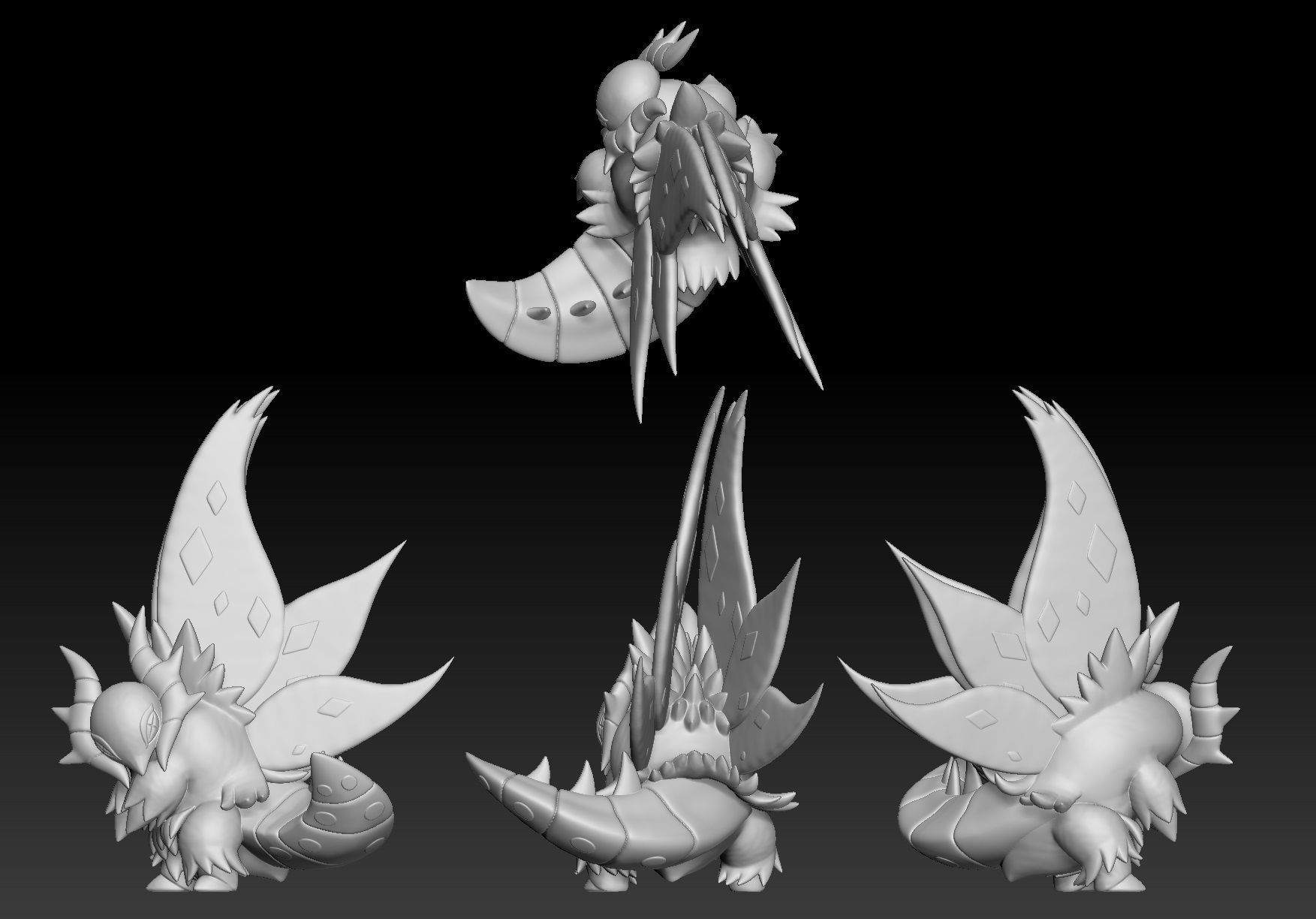Pokemon Paradox Acient Volcarona Slither Wing 3D print model_1