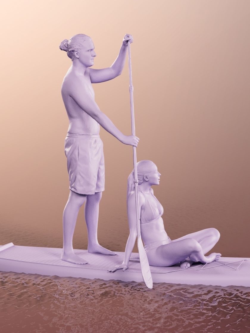 Oskar And Klara 12636 - Stand Up Paddling Couple Low-poly 3D model_4