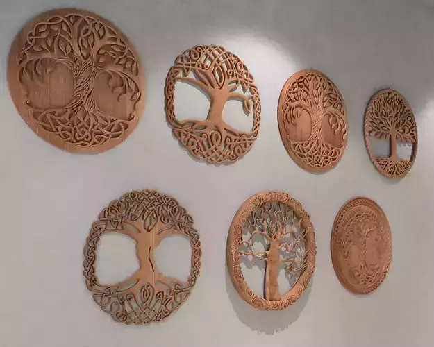 7 Trees of life 3D STL Model for Cnc users 3D print model  3D print model