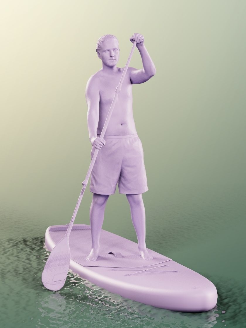 Oskar 12635 - Stand Up Paddling Young Man Low-poly 3D model_3