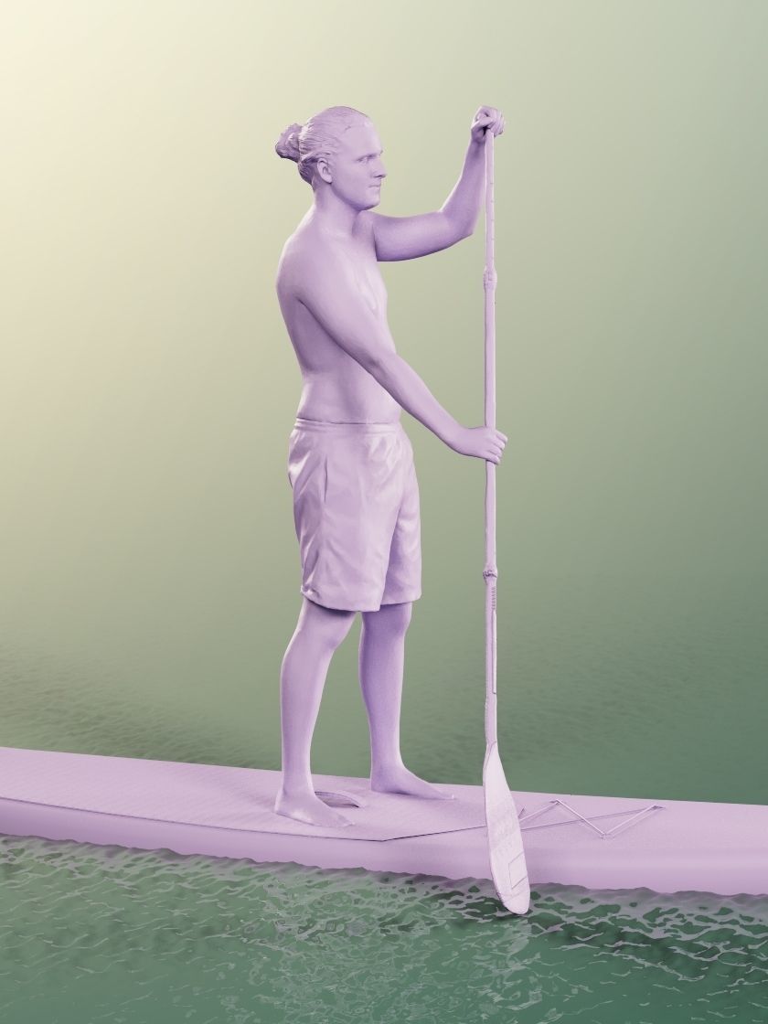 Oskar 12635 - Stand Up Paddling Young Man Low-poly 3D model_4