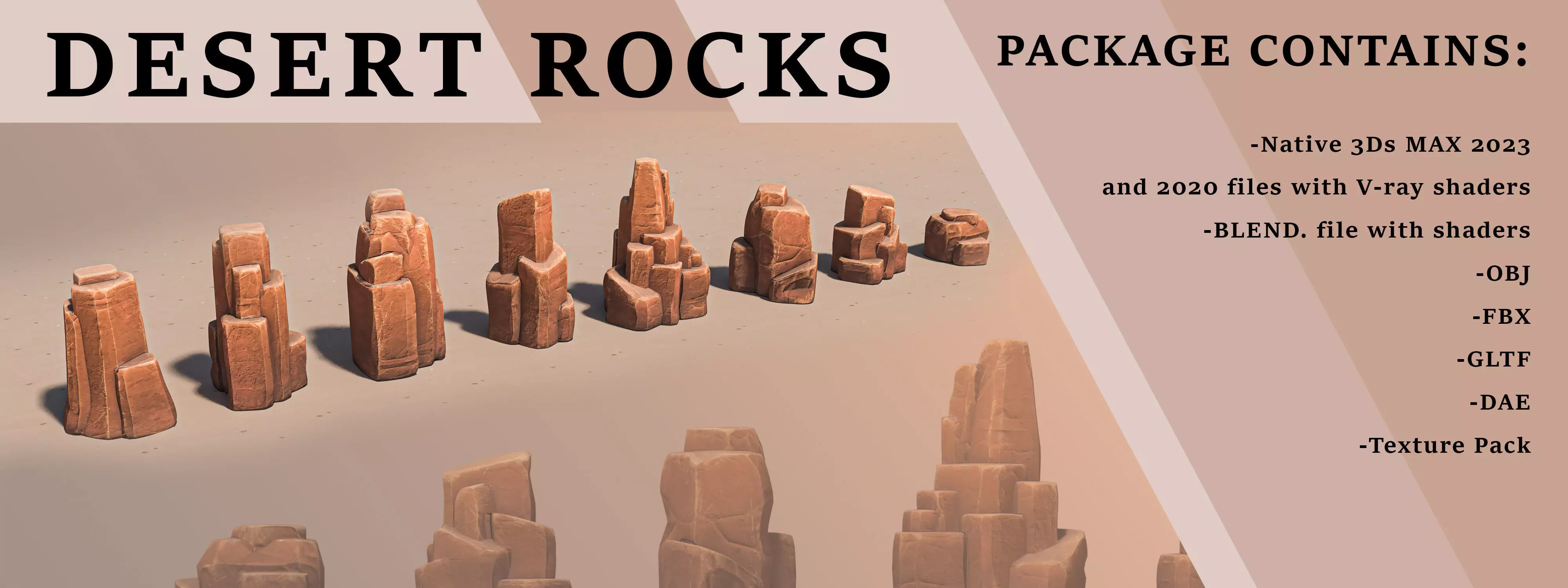 Desert Rocks Low-poly 3D model_0