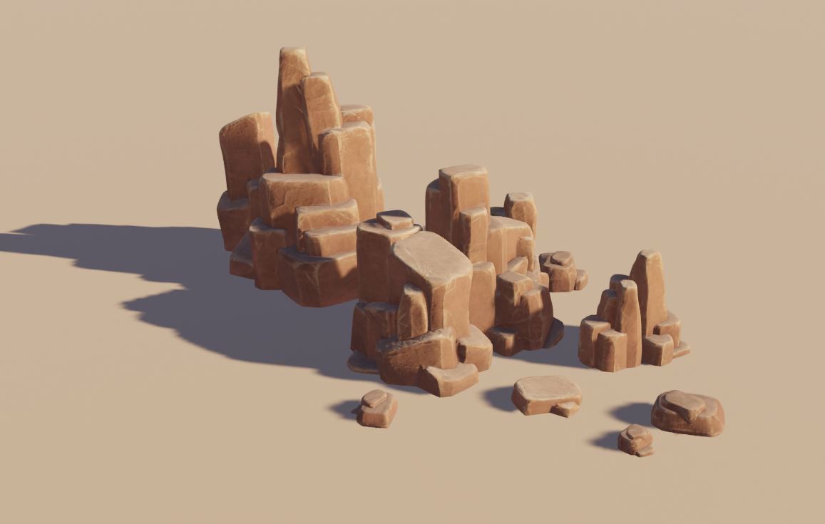 Desert Rocks Low-poly 3D model_12