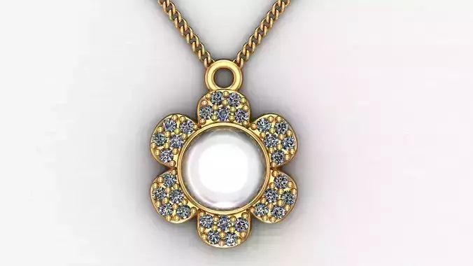Flower pendant with gems   Ati002