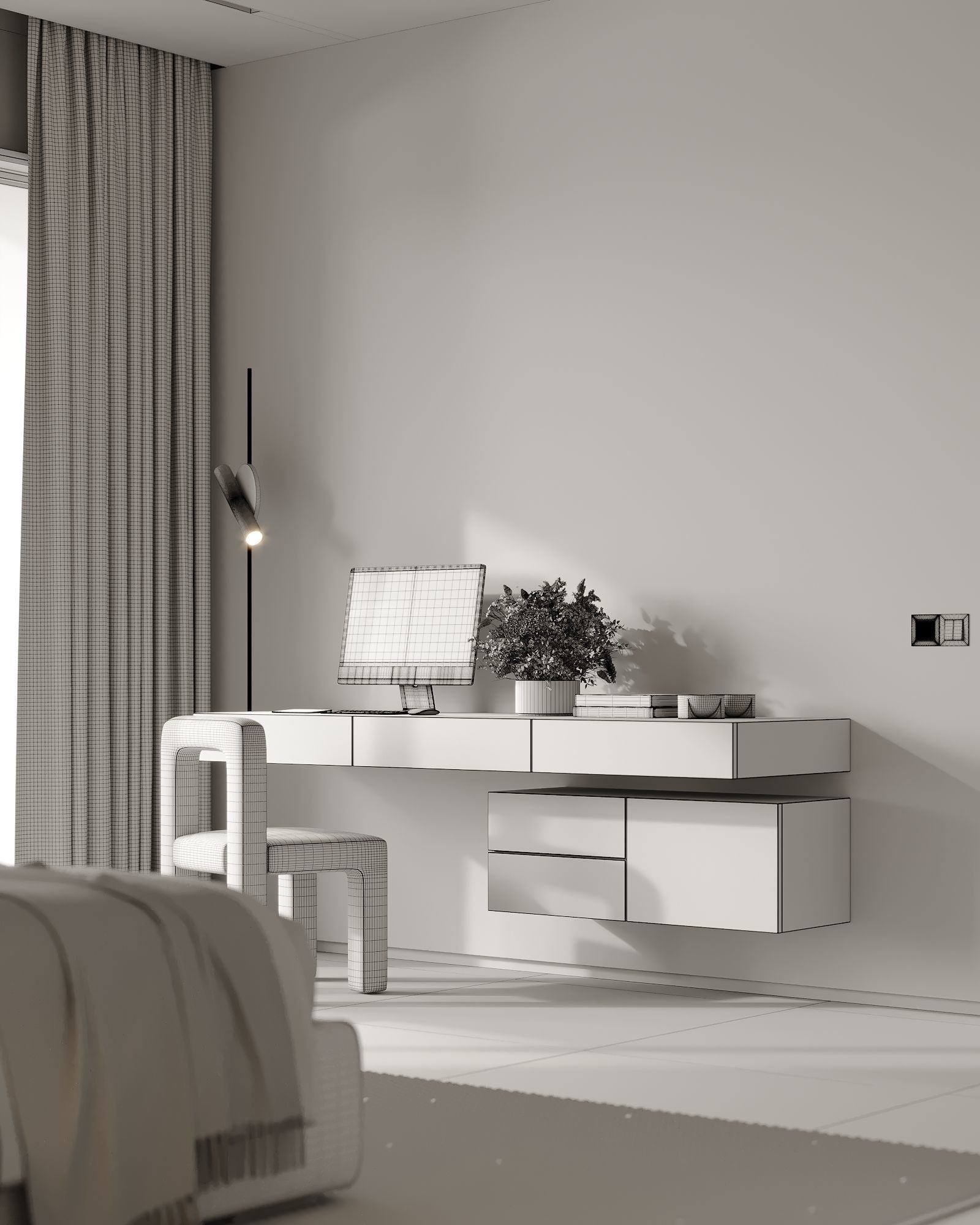 AR-22045 Case Study - Bedroom 3D Scene 3D model_11