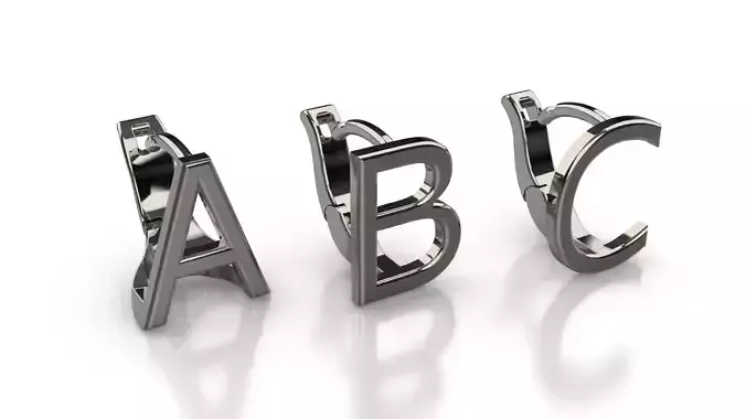 Hinged earring  - alphabetical letters 3D print model