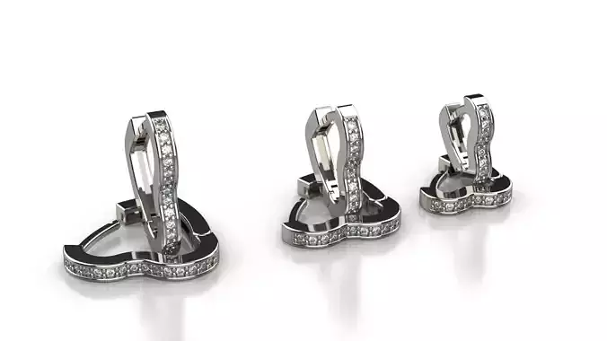 Hinged earring  - heart 3D print model