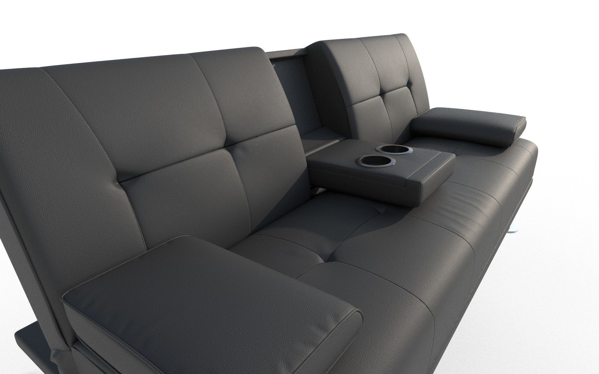 Leather Sofa Low-poly 3D model_6