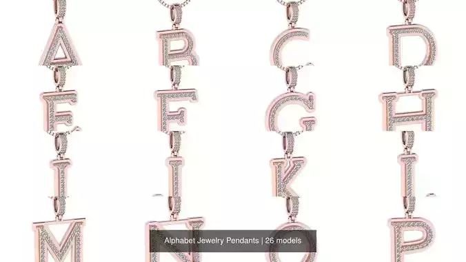 Alphabet Jewelry Pendants 3D Model Collection