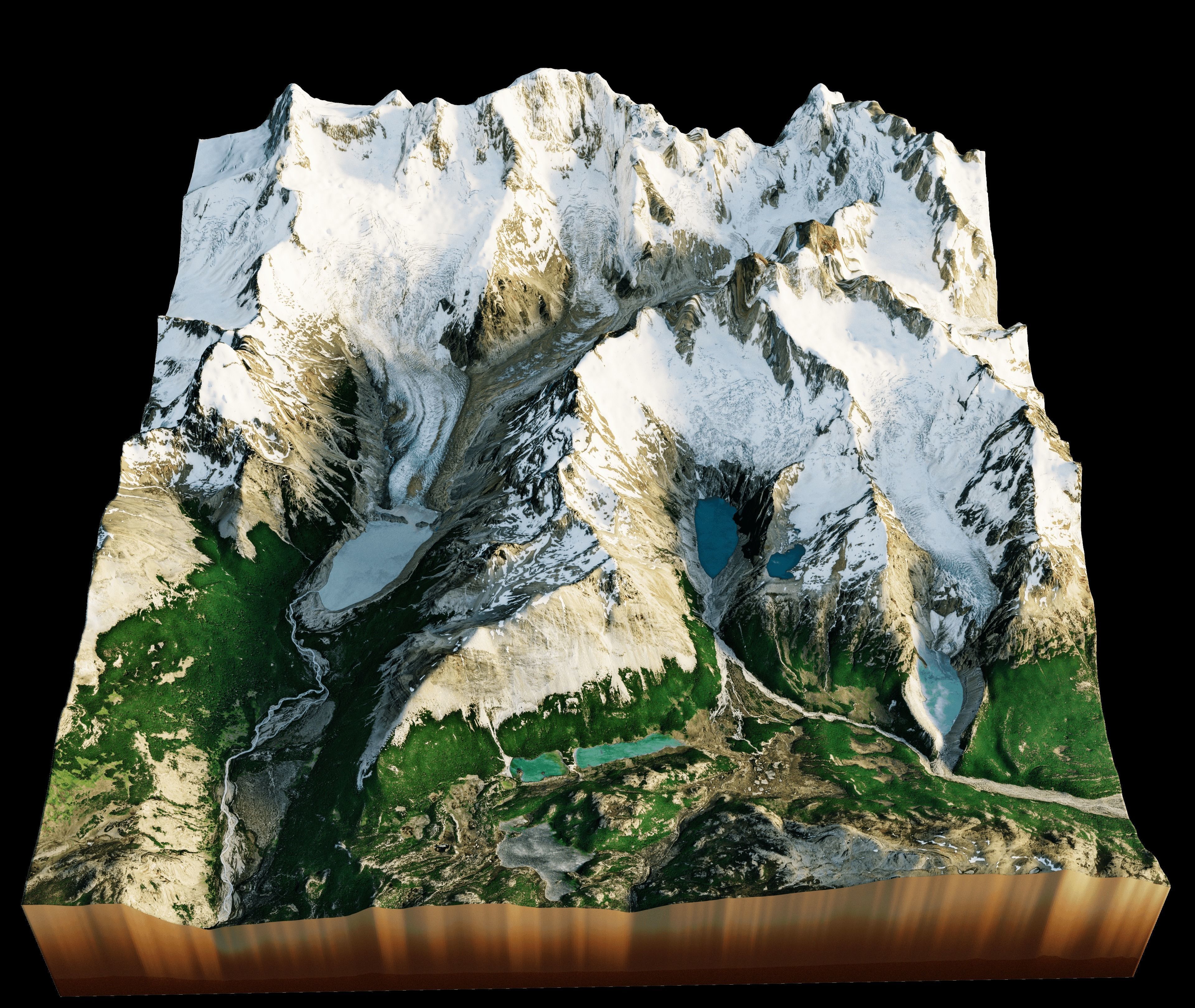 snowy mountainous terrain with slopes and forests 3D model_4