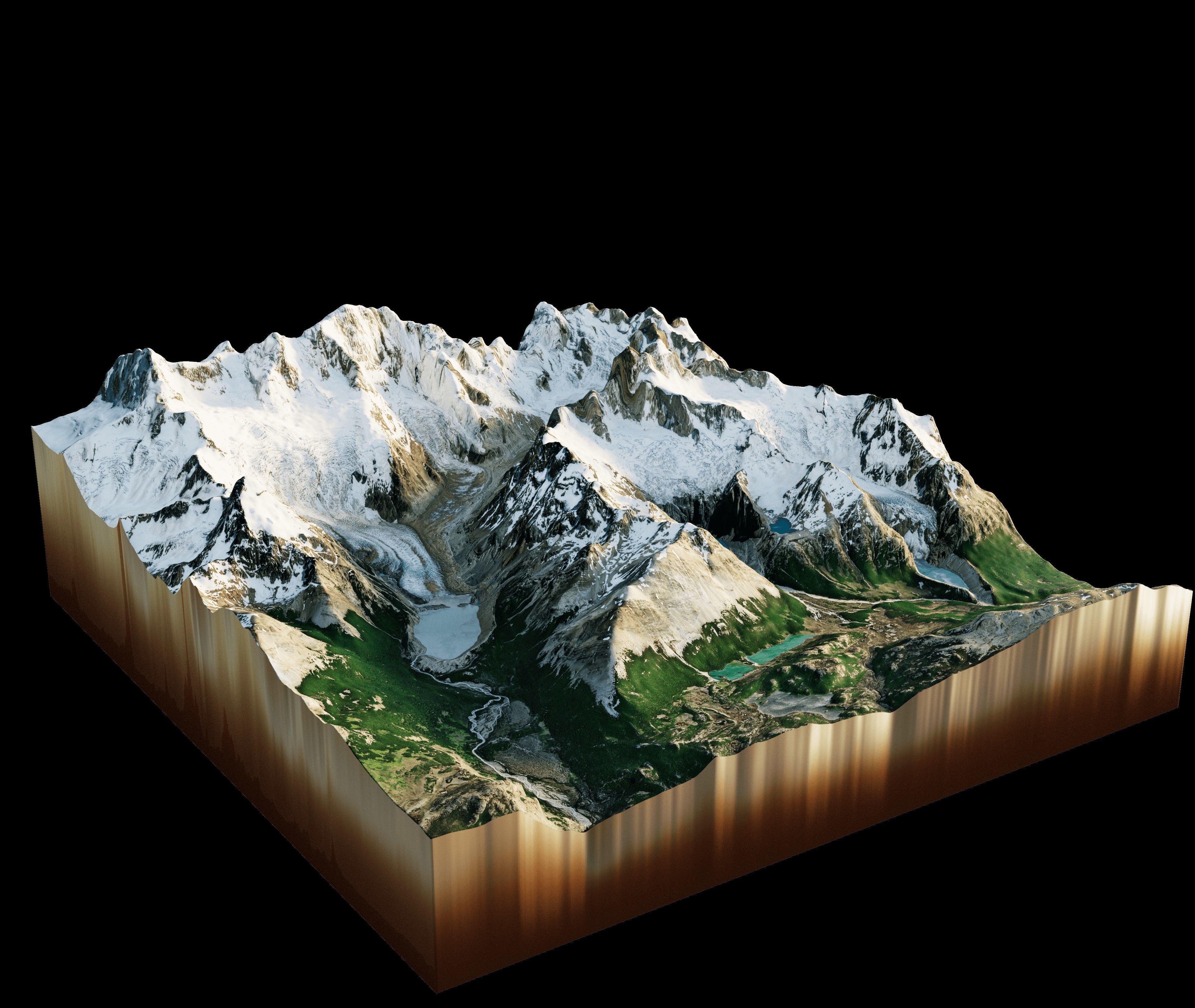 snowy mountainous terrain with slopes and forests 3D model_6