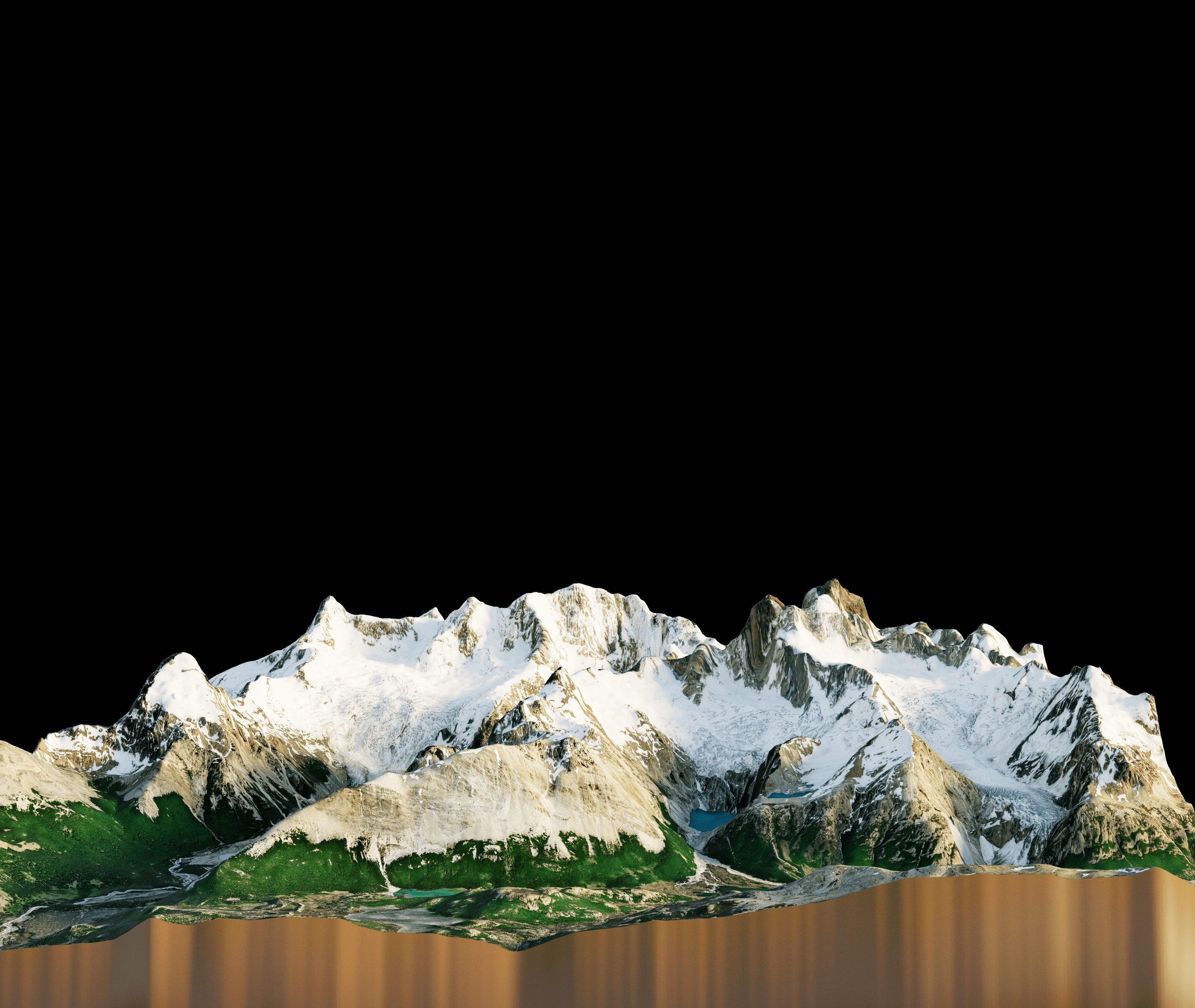 snowy mountainous terrain with slopes and forests 3D model_5