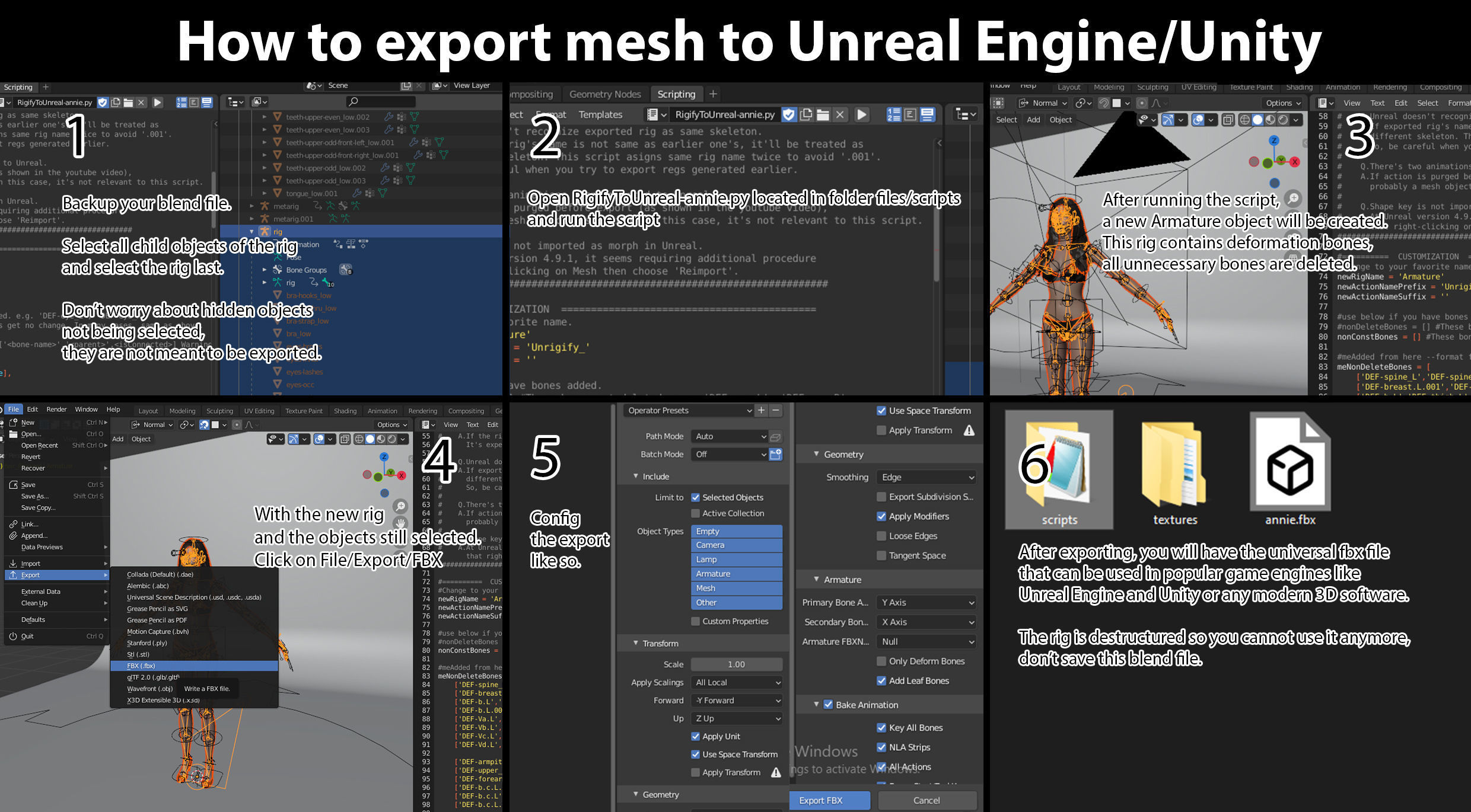Annie - Lowpoly and Highpoly 3D Bundle Low-poly 3D model_11