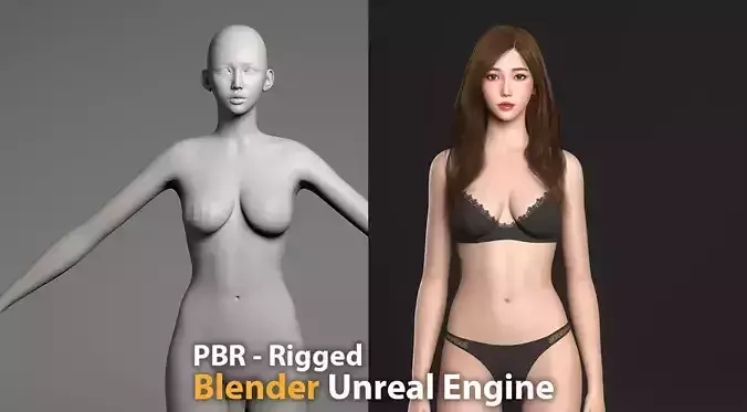 Annie - Lowpoly and Highpoly 3D Bundle Low-poly 3D model