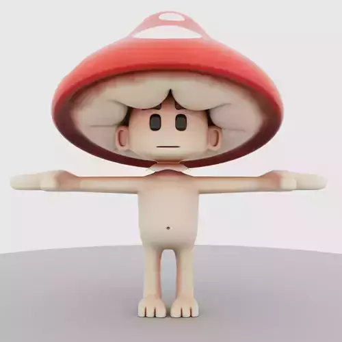 fungus cartoon Low-poly 3D model