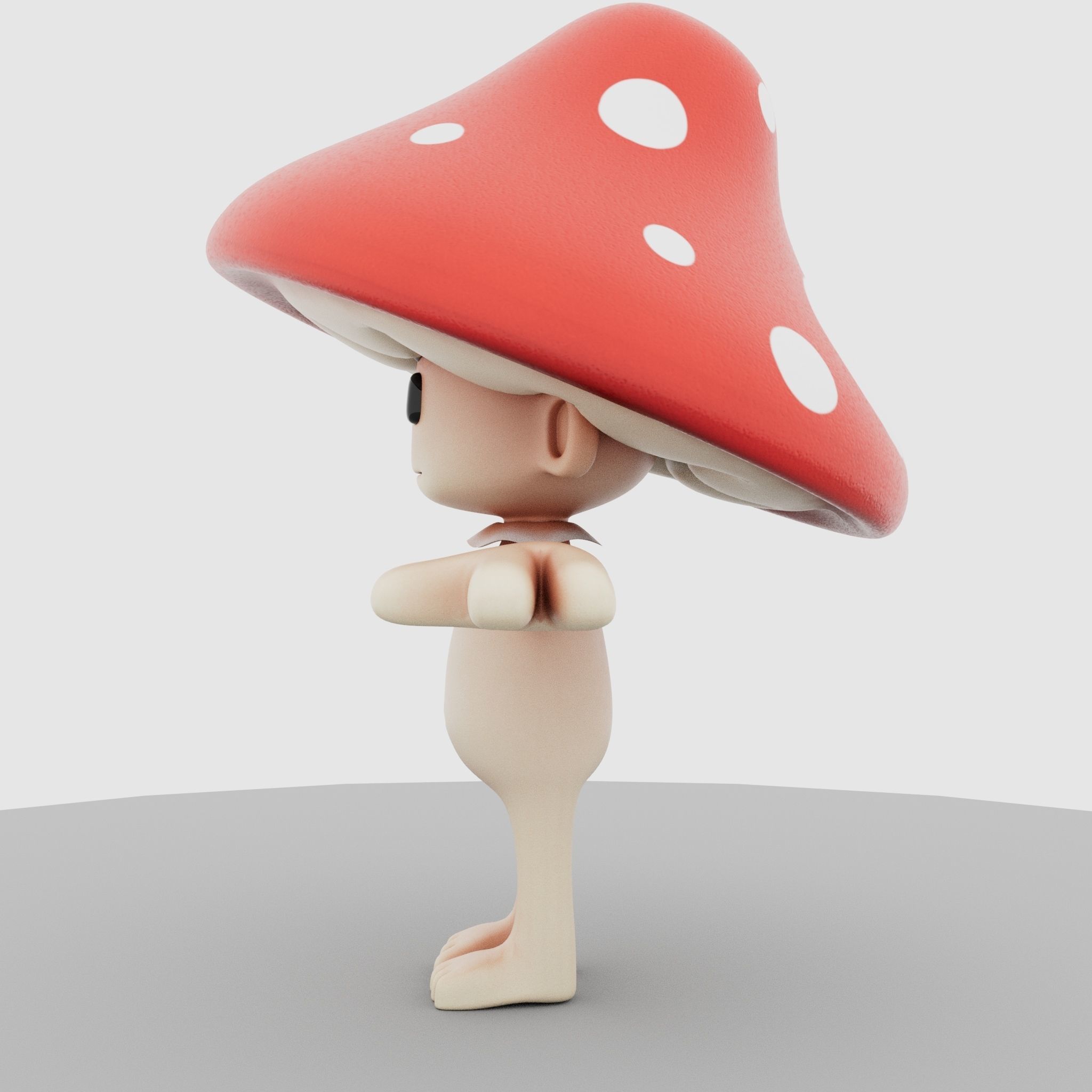 fungus cartoon Low-poly 3D model_2