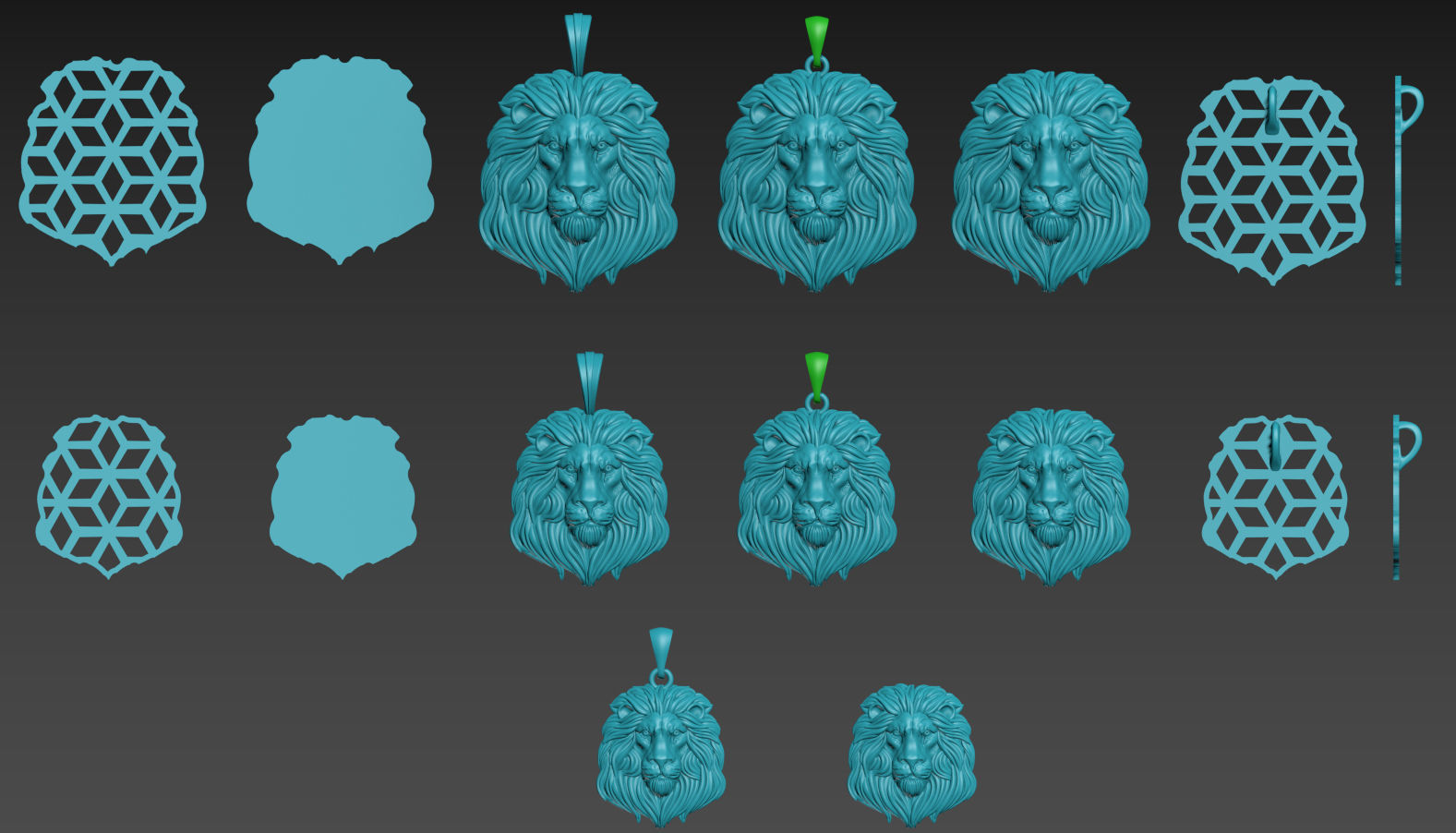Lion pendant 3D print model_15