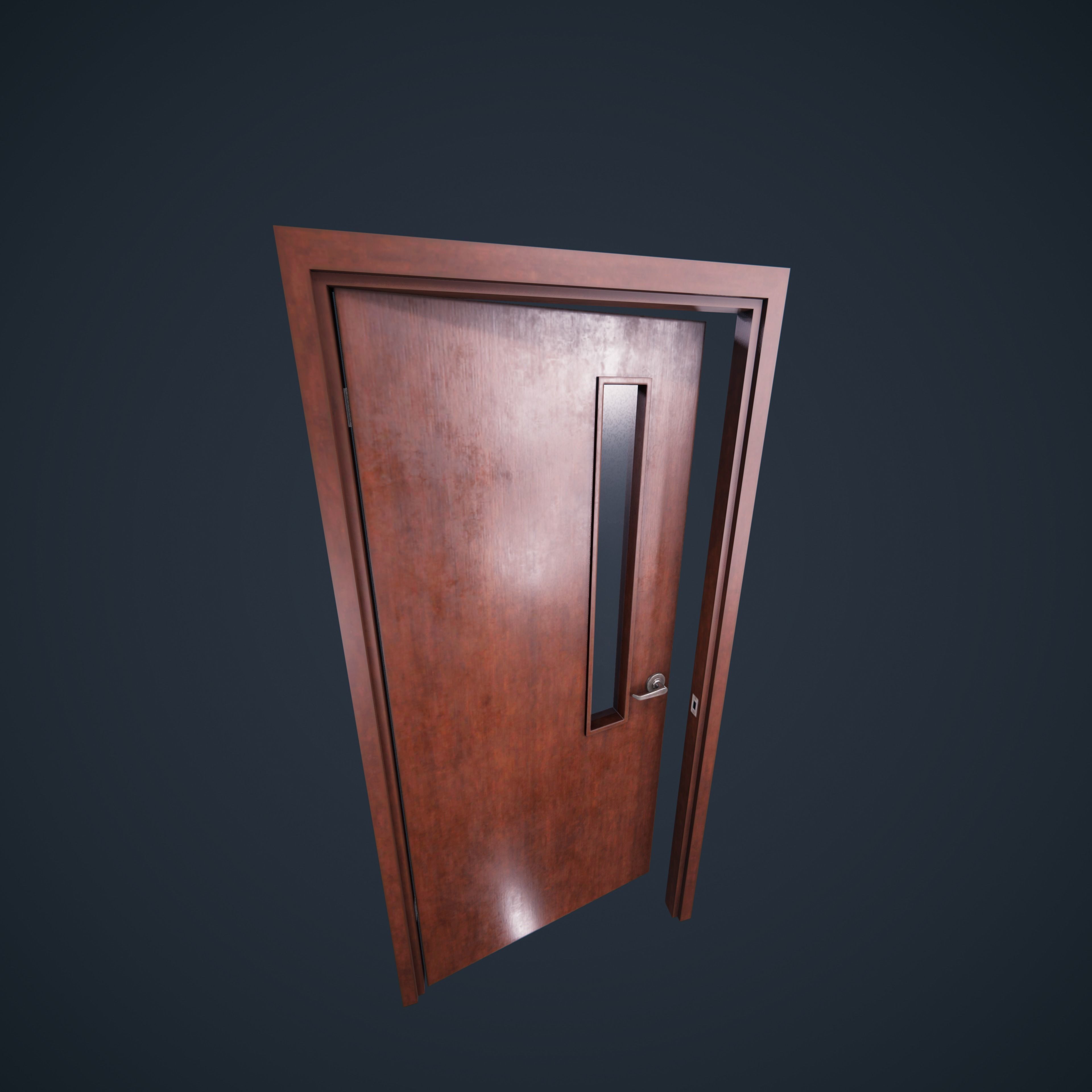Door Wood 1 HDRP Low-poly 3D model_1