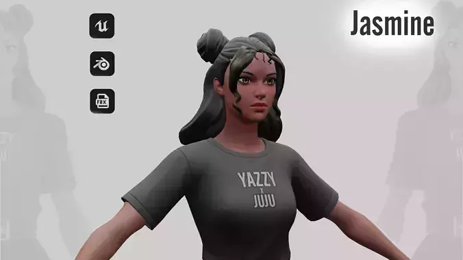 Jasmine - Game Ready Low-poly 3D model Free low-poly 3D model