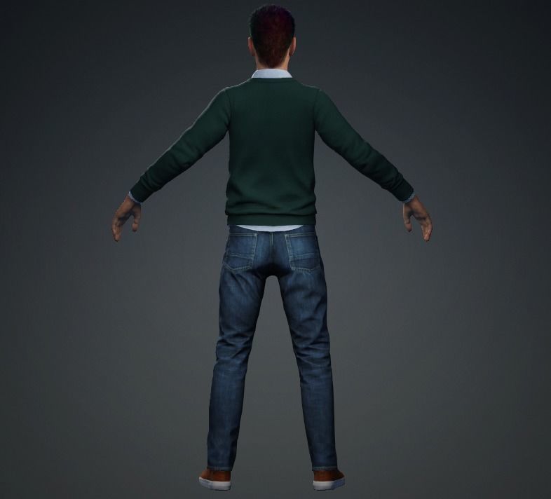 Meet JOHNSON Rigged Man - A-pose - Story Low-poly 3D model_8