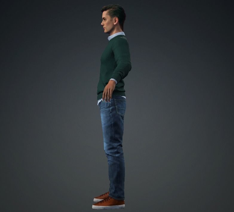 Meet JOHNSON Rigged Man - A-pose - Story Low-poly 3D model_7