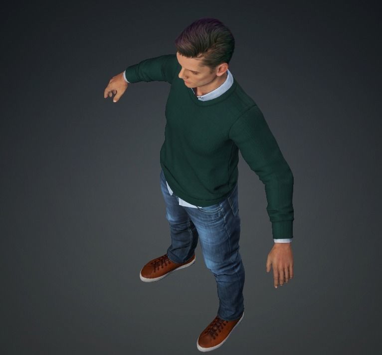 Meet JOHNSON Rigged Man - A-pose - Story Low-poly 3D model_3