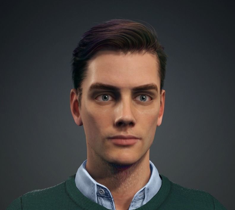 Meet JOHNSON Rigged Man - A-pose - Story Low-poly 3D model_1