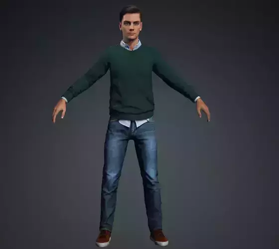 Meet JOHNSON Rigged Man - A-pose - Story 