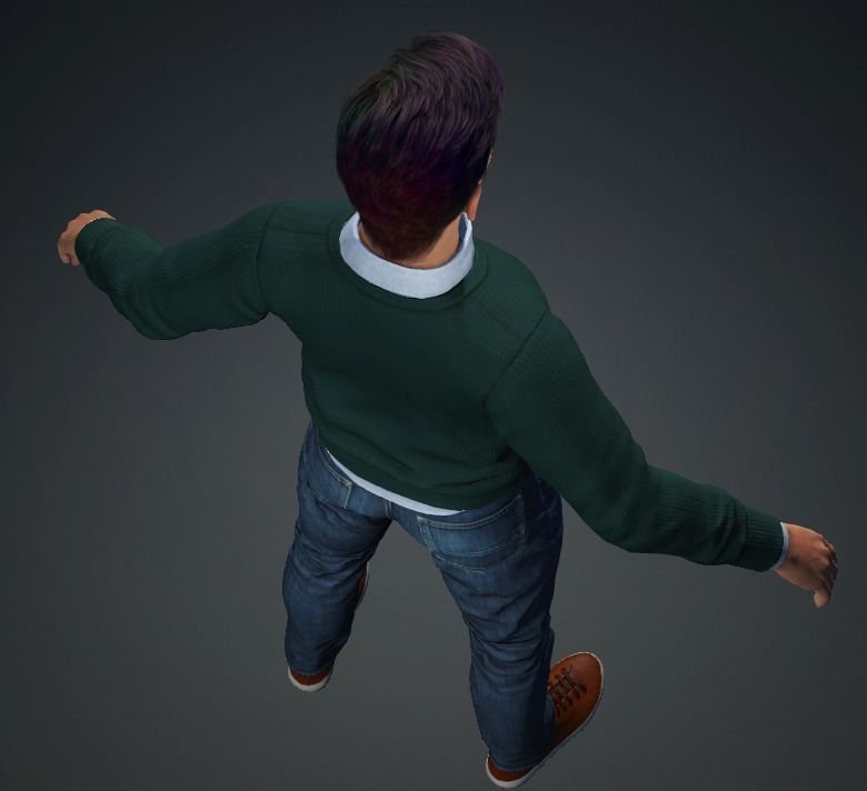 Meet JOHNSON Rigged Man - A-pose - Story Low-poly 3D model_4