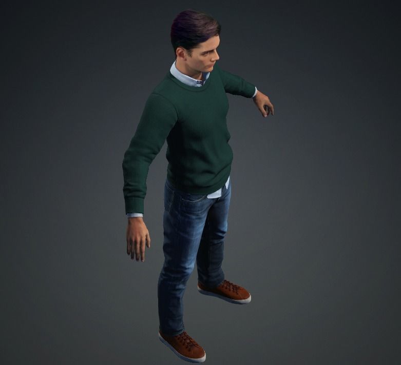 Meet JOHNSON Rigged Man - A-pose - Story Low-poly 3D model_6