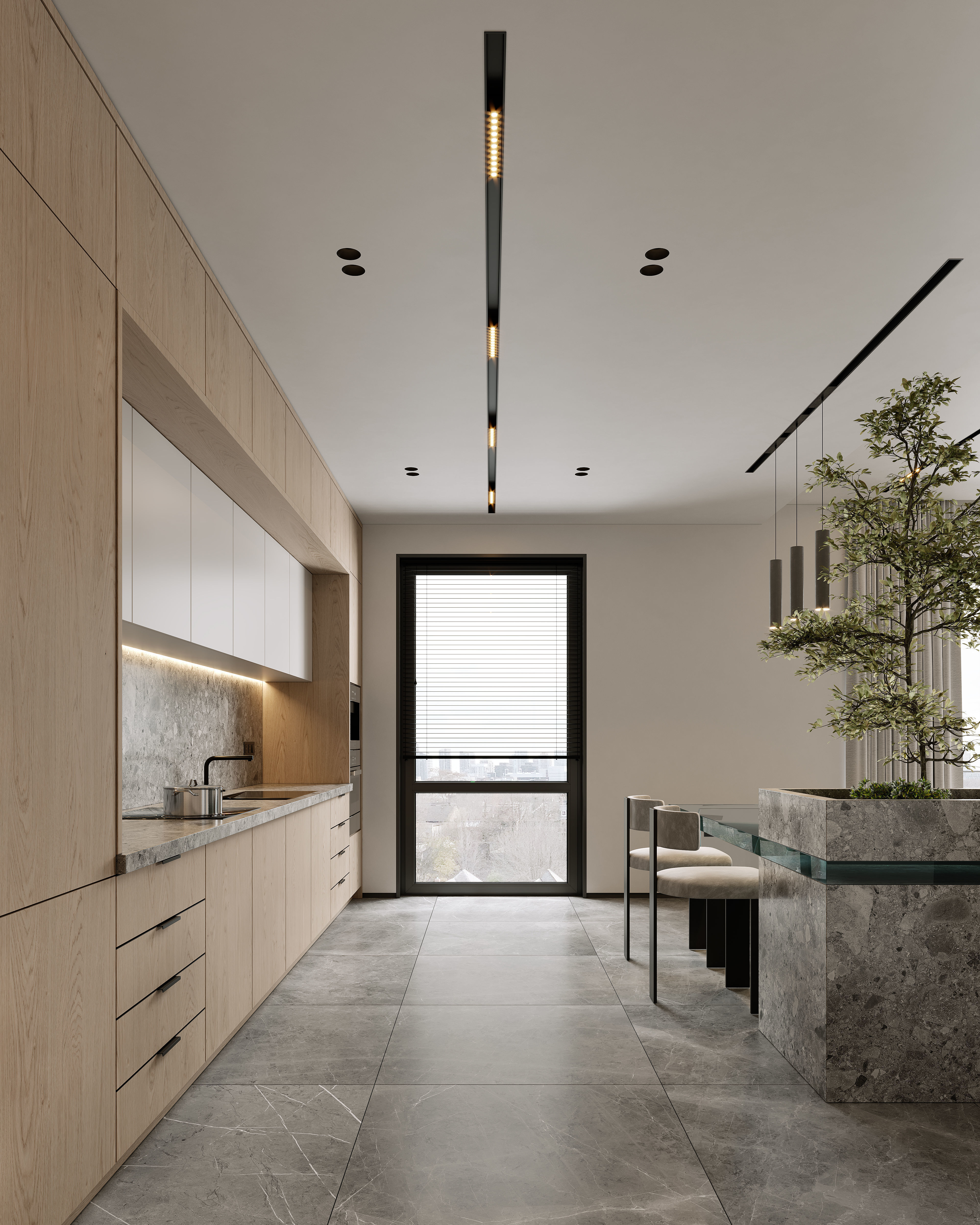 AR-22045 Case Study - Living room-Kitchen-Hallway 3D Scene 3D model_10