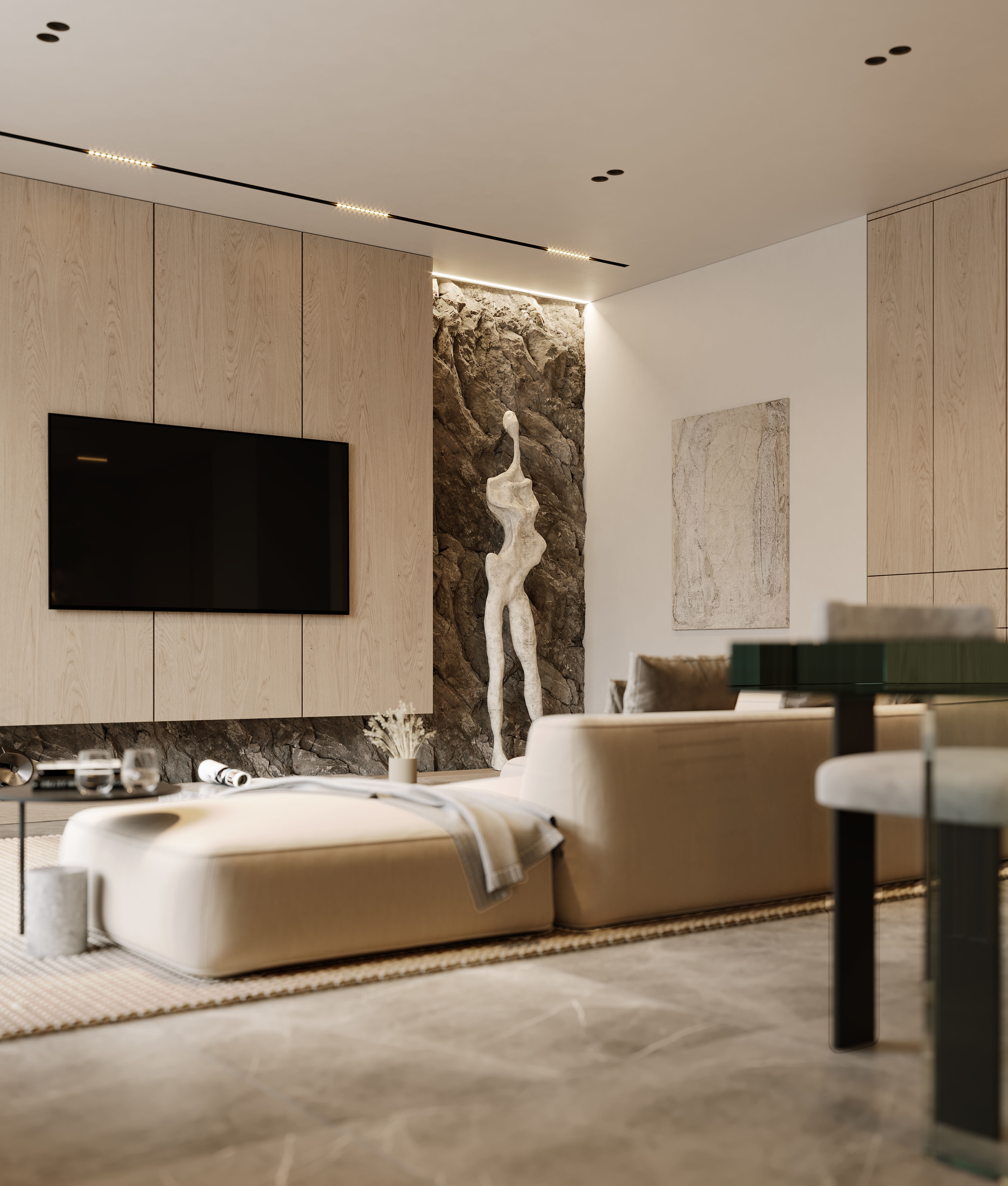 AR-22045 Case Study - Living room-Kitchen-Hallway 3D Scene 3D model_12