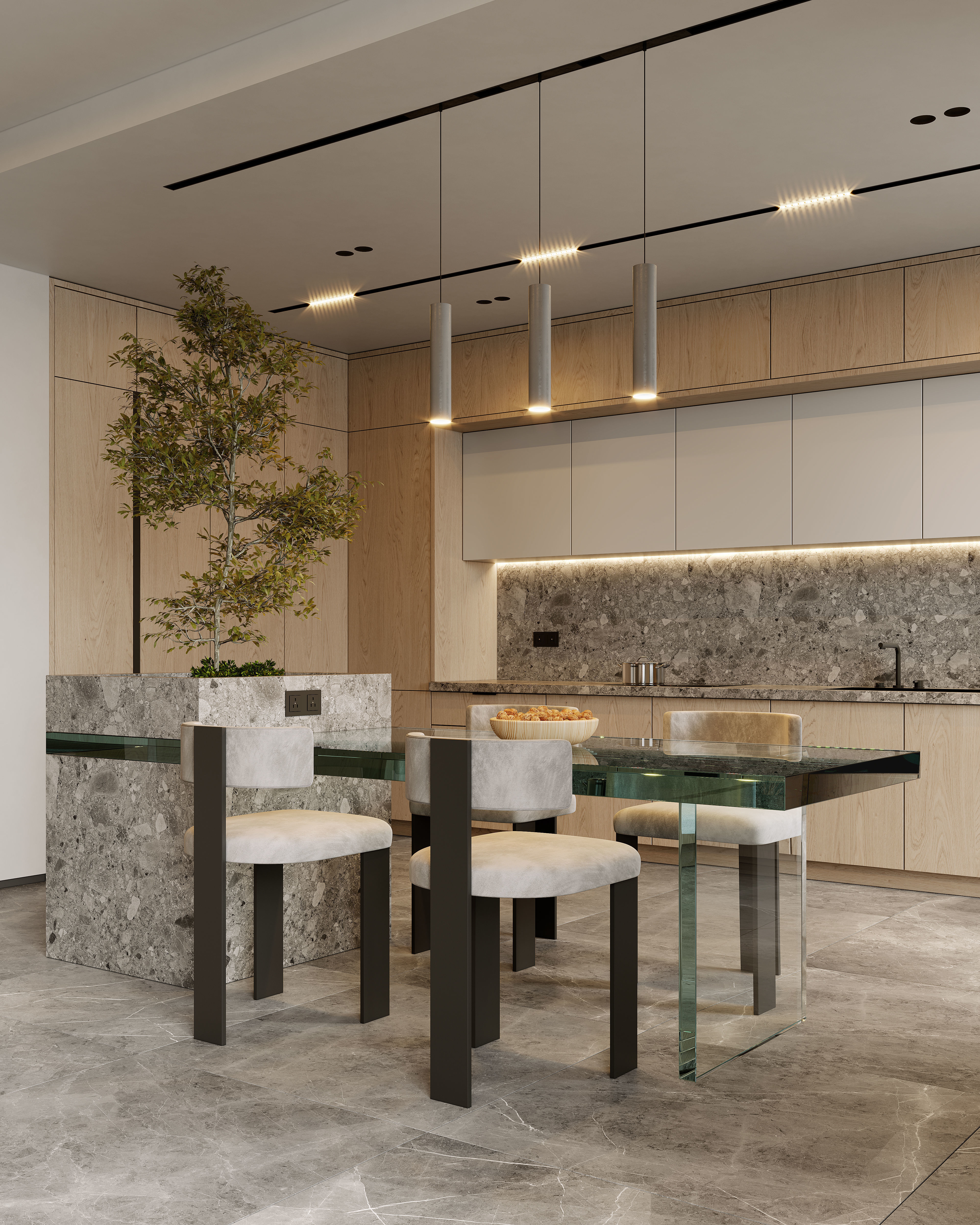 AR-22045 Case Study - Living room-Kitchen-Hallway 3D Scene 3D model_11