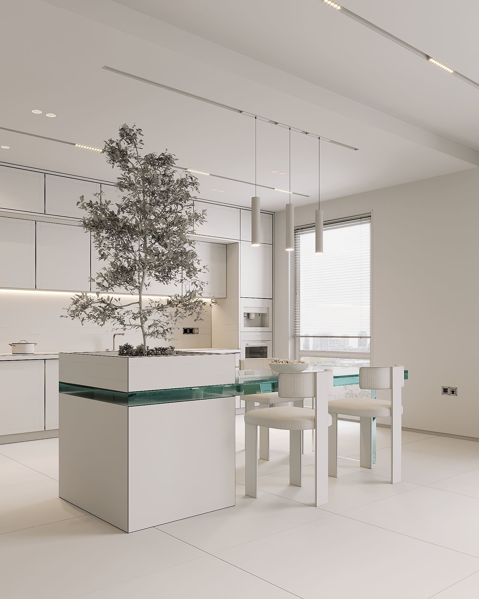 AR-22045 Case Study - Living room-Kitchen-Hallway 3D Scene 3D model_23